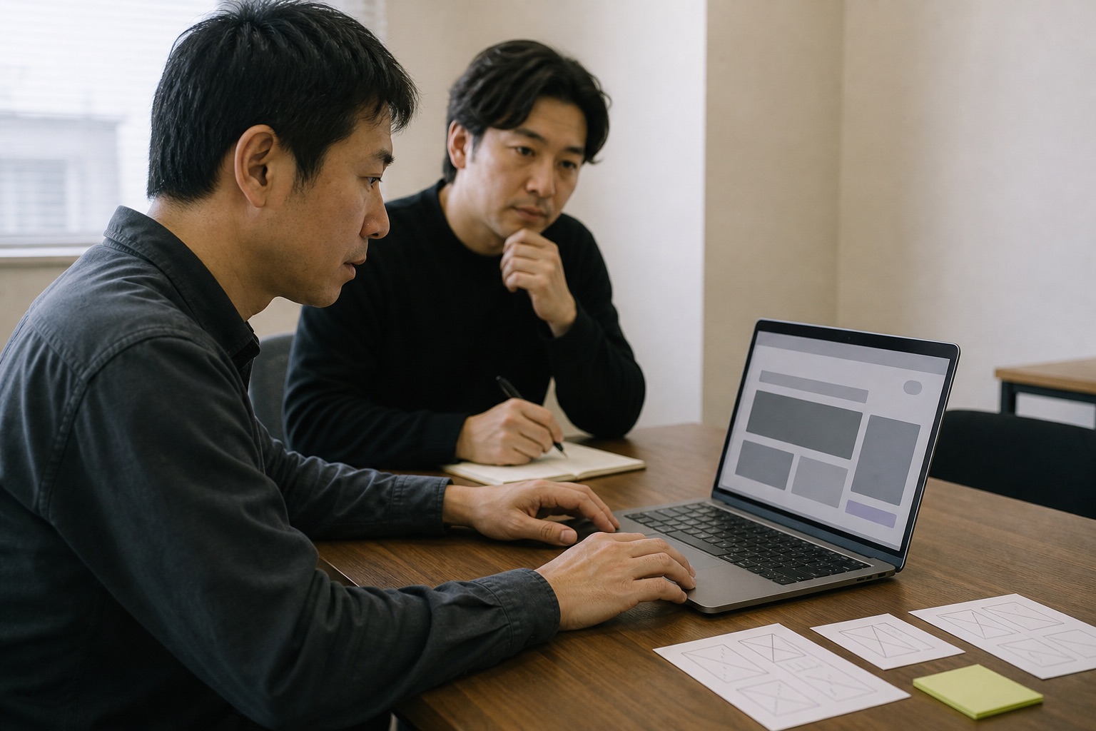 利用者がMVPを操作し担当者が行動を観察する様子